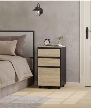 Mobiele archiefkast met 3 laden en wielen – kantoor opbergkast 40×70×40 cm