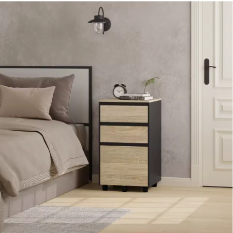 Mobiele archiefkast met 3 laden en wielen – kantoor opbergkast 40×70×40 cm