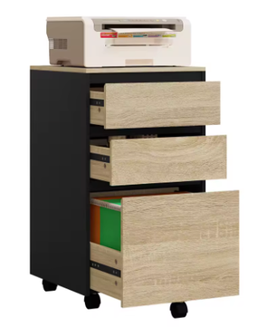 Mobiele archiefkast met 3 laden en wielen – kantoor opbergkast 40×70×40 cm