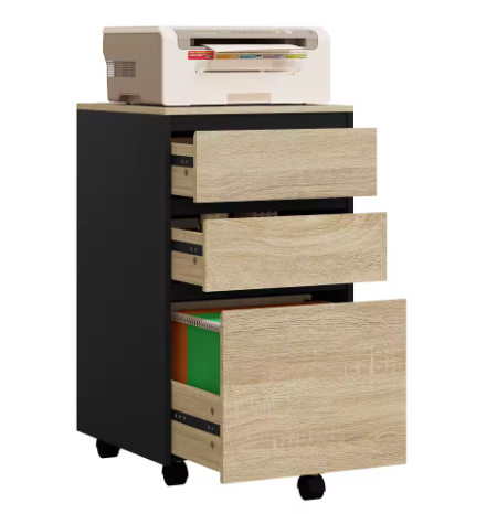 Mobiele archiefkast met 3 laden en wielen – kantoor opbergkast 40×70×40 cm