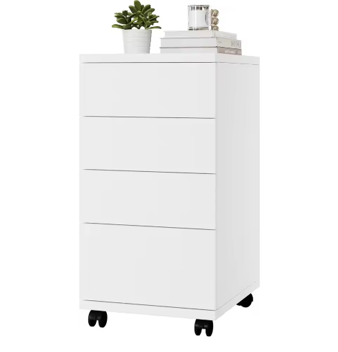 Mobiele Kantoorkast met 4 Lades en Wielen – Multifunctioneel Opbergmeubel