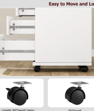 Mobiele Kantoorkast met 4 Lades en Wielen – Multifunctioneel Opbergmeubel