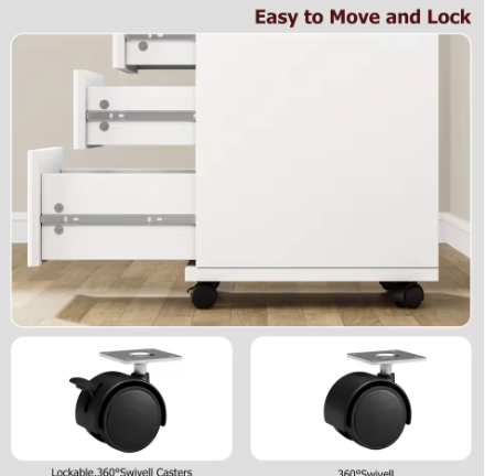 Mobiele Kantoorkast met 4 Lades en Wielen – Multifunctioneel Opbergmeubel