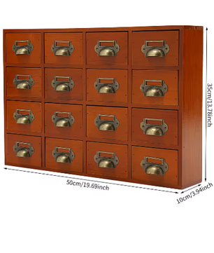 16-Laden Houten Opbergkast – Apothekerskast en Bureau Organizer