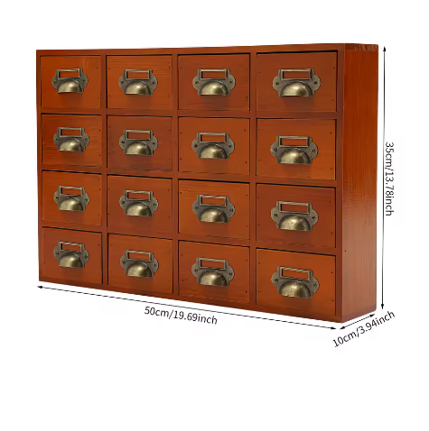 16-Laden Houten Opbergkast – Apothekerskast en Bureau Organizer