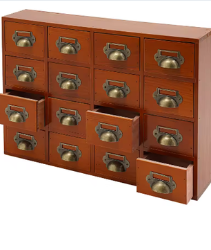 16-Laden Houten Opbergkast – Apothekerskast en Bureau Organizer