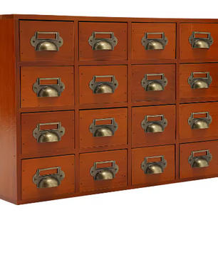 16-Laden Houten Opbergkast – Apothekerskast en Bureau Organizer