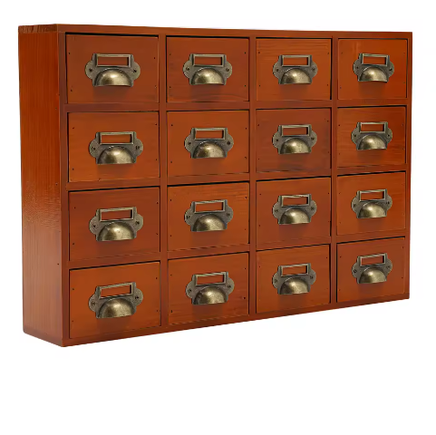 16-Laden Houten Opbergkast – Apothekerskast en Bureau Organizer