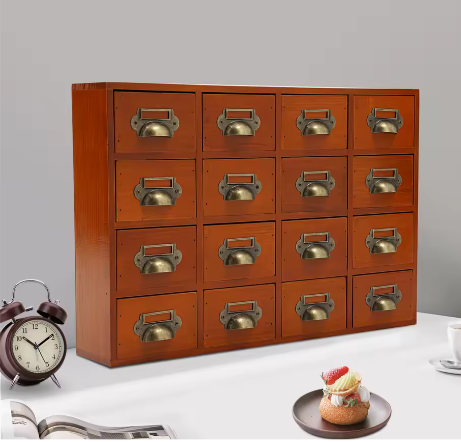16-Laden Houten Opbergkast – Apothekerskast en Bureau Organizer