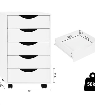 Mobiele Archiefkast met 5 Lades – Rolcontainer voor Kantoor en Bureau