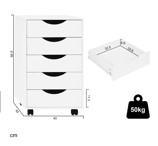 Mobiele Archiefkast met 5 Lades – Rolcontainer voor Kantoor en Bureau