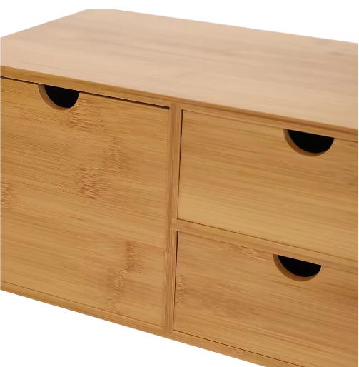 Bamboe Bureau-Organizer met 3 Lades – Duurzame Desktop Opbergkast