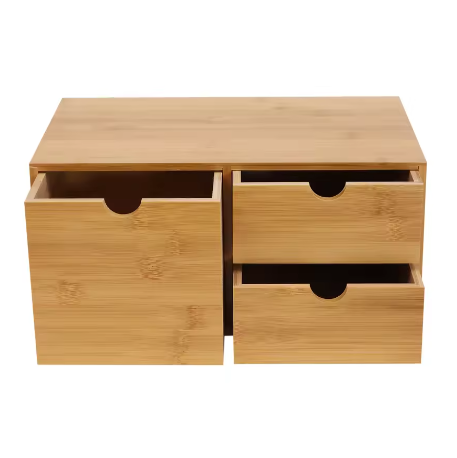 Bamboe Bureau-Organizer met 3 Lades – Duurzame Desktop Opbergkast