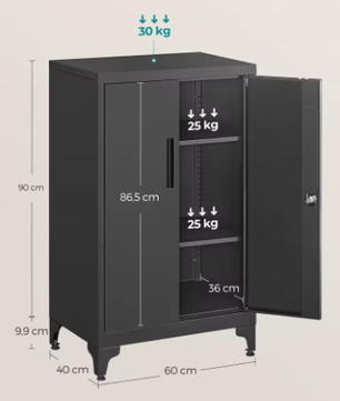Metalen Archiefkast met 2 Deuren en Verstelbare Planken