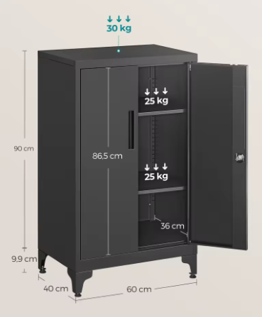 Metalen Archiefkast met 2 Deuren en Verstelbare Planken