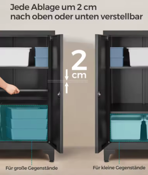 Metalen Archiefkast met 2 Deuren en Verstelbare Planken
