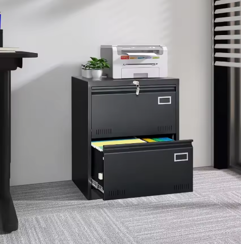 Metalen archiefkast met 2 laden en slot – Verticale kantoor archiefkast A4/Letter
