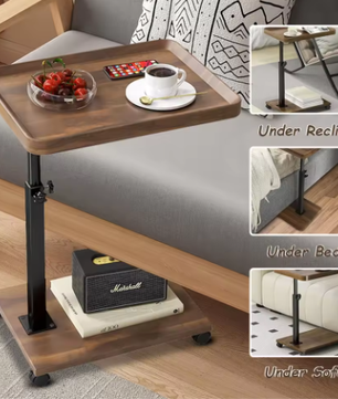 Verstelbare rolwagen overbed tafel – Draaibaar laptopbureau met wielen voor thuis en zorg