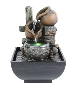 3-Laags Tafelfontein voor Binnen – Zen Waterval met LED voor Bureau en Interieur