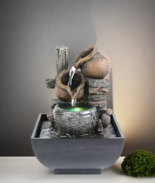 3-Laags Tafelfontein voor Binnen – Zen Waterval met LED voor Bureau en Interieur