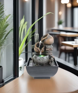 3-Laags Tafelfontein voor Binnen – Zen Waterval met LED voor Bureau en Interieur