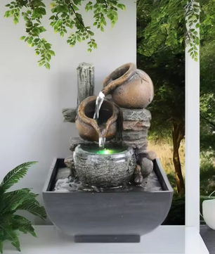 3-Laags Tafelfontein voor Binnen – Zen Waterval met LED voor Bureau en Interieur
