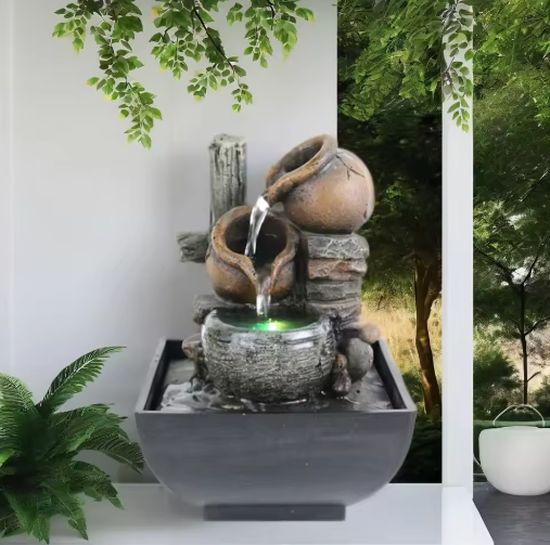 3-Laags Tafelfontein voor Binnen – Zen Waterval met LED voor Bureau en Interieur