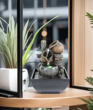 3-Laags Tafelfontein voor Binnen – Zen Waterval met LED voor Bureau en Interieur