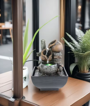 3-Laags Tafelfontein voor Binnen – Zen Waterval met LED voor Bureau en Interieur