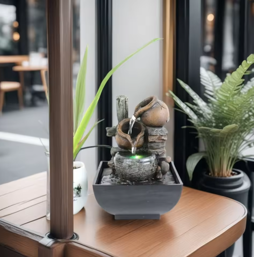 3-Laags Tafelfontein voor Binnen – Zen Waterval met LED voor Bureau en Interieur