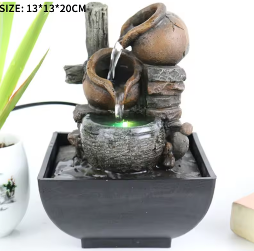 3-Laags Tafelfontein voor Binnen – Zen Waterval met LED voor Bureau en Interieur