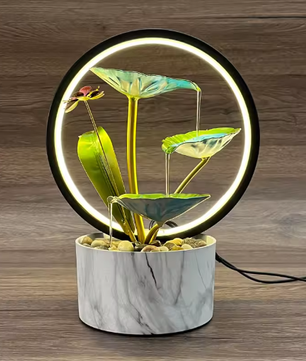 Decoratieve Tafelfontein met Stromend Water – 3-Laags Waterval met Lotusblad Ontwerp