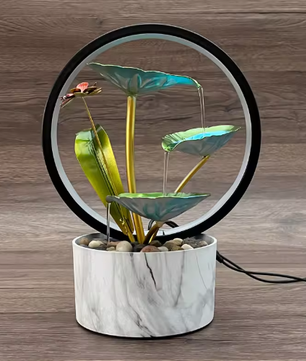 Decoratieve Tafelfontein met Stromend Water – 3-Laags Waterval met Lotusblad Ontwerp