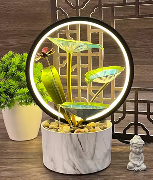 Decoratieve Tafelfontein met Stromend Water – 3-Laags Waterval met Lotusblad Ontwerp