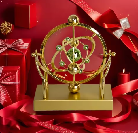 Kinetische Bureau Sculptuur – Hemelse Baan Slinger met Permanente Beweging, Astronomisch Decor