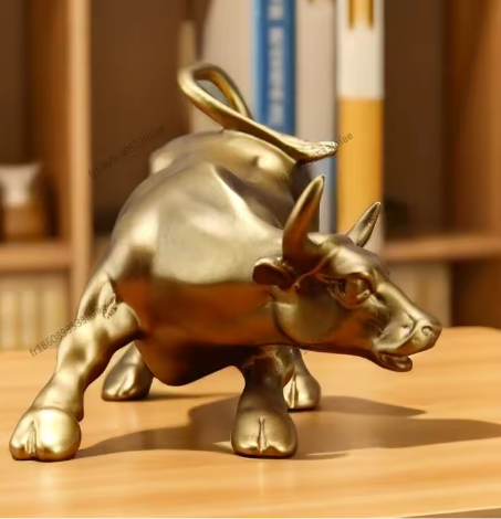Bronzen Stierenbeeld voor Bureau – Decoratieve Sculptuur voor Kantoor en Interieur