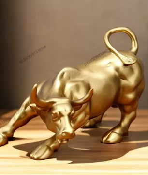 Bronzen Stierenbeeld voor Bureau – Decoratieve Sculptuur voor Kantoor en Interieur