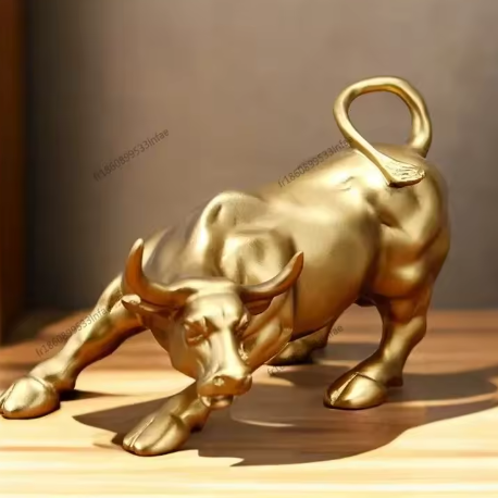 Bronzen Stierenbeeld voor Bureau – Decoratieve Sculptuur voor Kantoor en Interieur