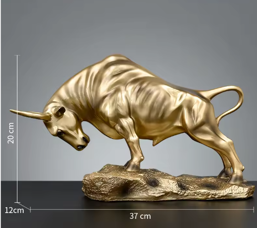 Golden Bull Standbeeld – Bureau Decoratie voor Rijkdom en Succes