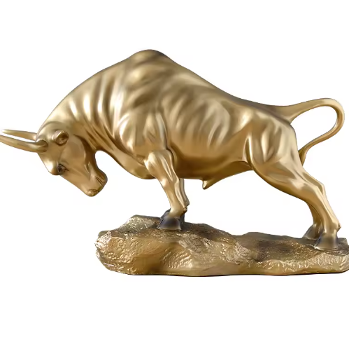 Golden Bull Standbeeld – Bureau Decoratie voor Rijkdom en Succes