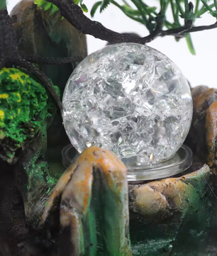 Tafel Waterval Rotskamer met LED Bal en Verstuiver – Tuinfontein Decor