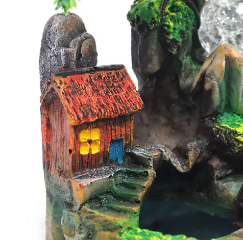 Tafel Waterval Rotskamer met LED Bal en Verstuiver – Tuinfontein Decor