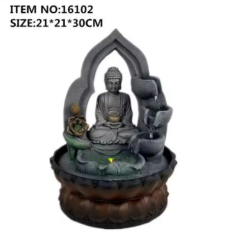 Binnenlucht Humilie Waterval Fontein – LED Bureau Decor en Feng Shui Boeddha