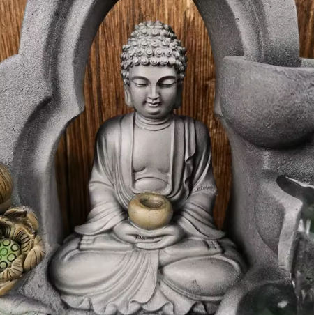 Binnenlucht Humilie Waterval Fontein – LED Bureau Decor en Feng Shui Boeddha