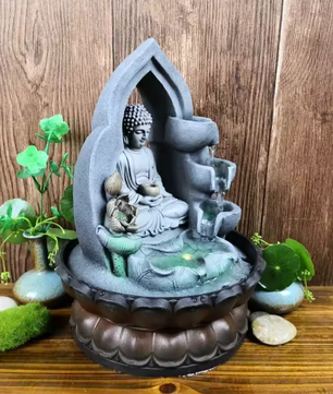 Binnenlucht Humilie Waterval Fontein – LED Bureau Decor en Feng Shui Boeddha