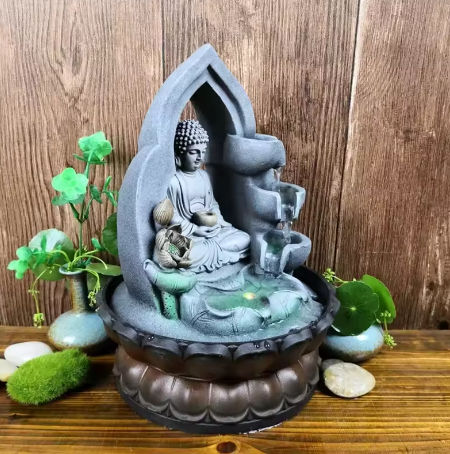 Binnenlucht Humilie Waterval Fontein – LED Bureau Decor en Feng Shui Boeddha