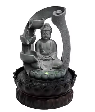 220V Boeddha Hars Tafel Fontein – Handgeschilderd Ornament met LED Licht