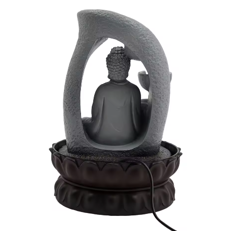220V Boeddha Hars Tafel Fontein – Handgeschilderd Ornament met LED Licht