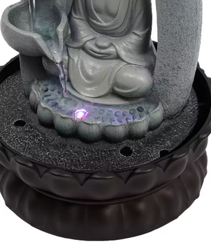 220V Boeddha Hars Tafel Fontein – Handgeschilderd Ornament met LED Licht
