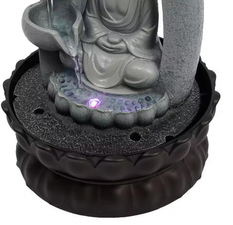 220V Boeddha Hars Tafel Fontein – Handgeschilderd Ornament met LED Licht